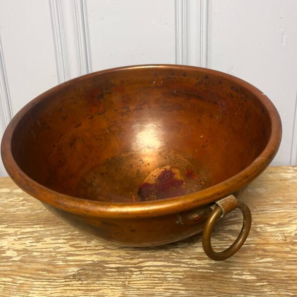 Vintage French Copper Mixing Bowl Pastry Chef Round Bottom 10” Rolled Rim Heavy - Picture 8 of 16
